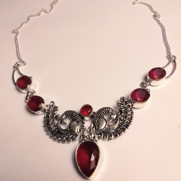 Beautiful Garnet Necklace Handmade in Sterling Silver 925 - Etsy Stunning 925 Sterling Silver Garnet Necklace